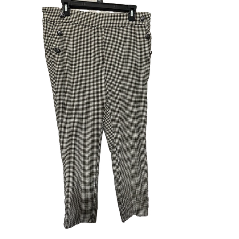 Rachael Zoe High waisted button design front, checkered pants, size Large